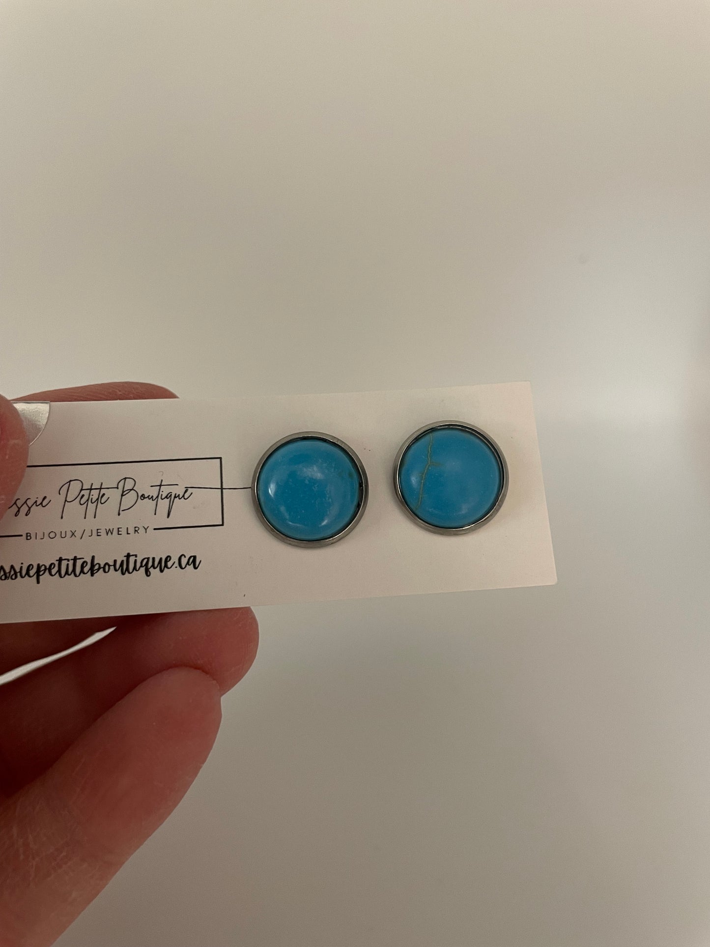Turquoise Stud Earrings – Stainless Steel