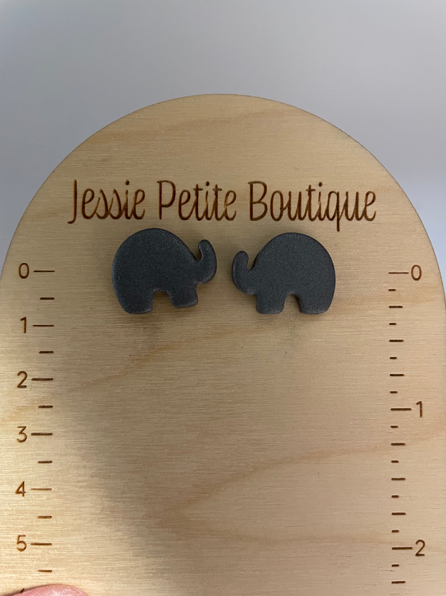 Grey Elephant Stud Earrings-Nickel Free