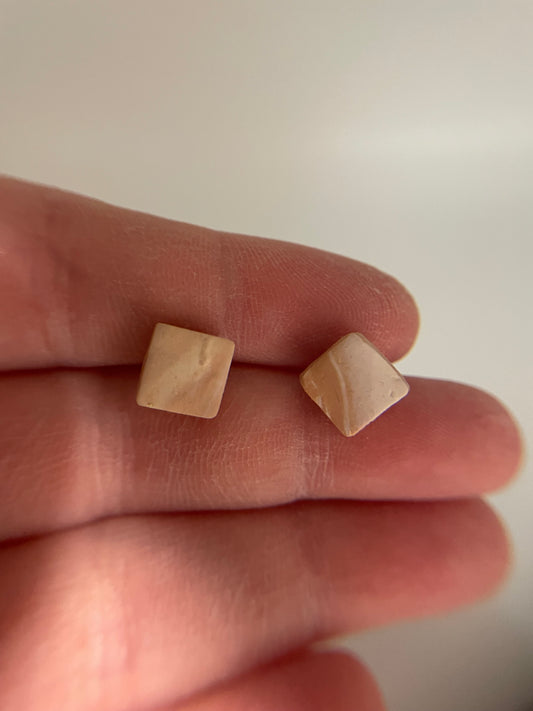 Mini Clay Square Stud Earrings-Nickel Free