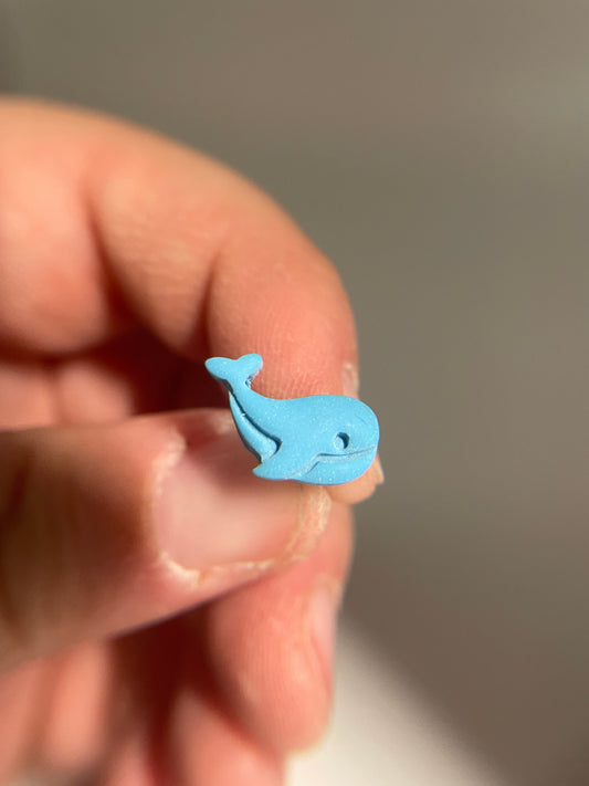 Blue Whale Clay Stud Earrings-Nickel Free