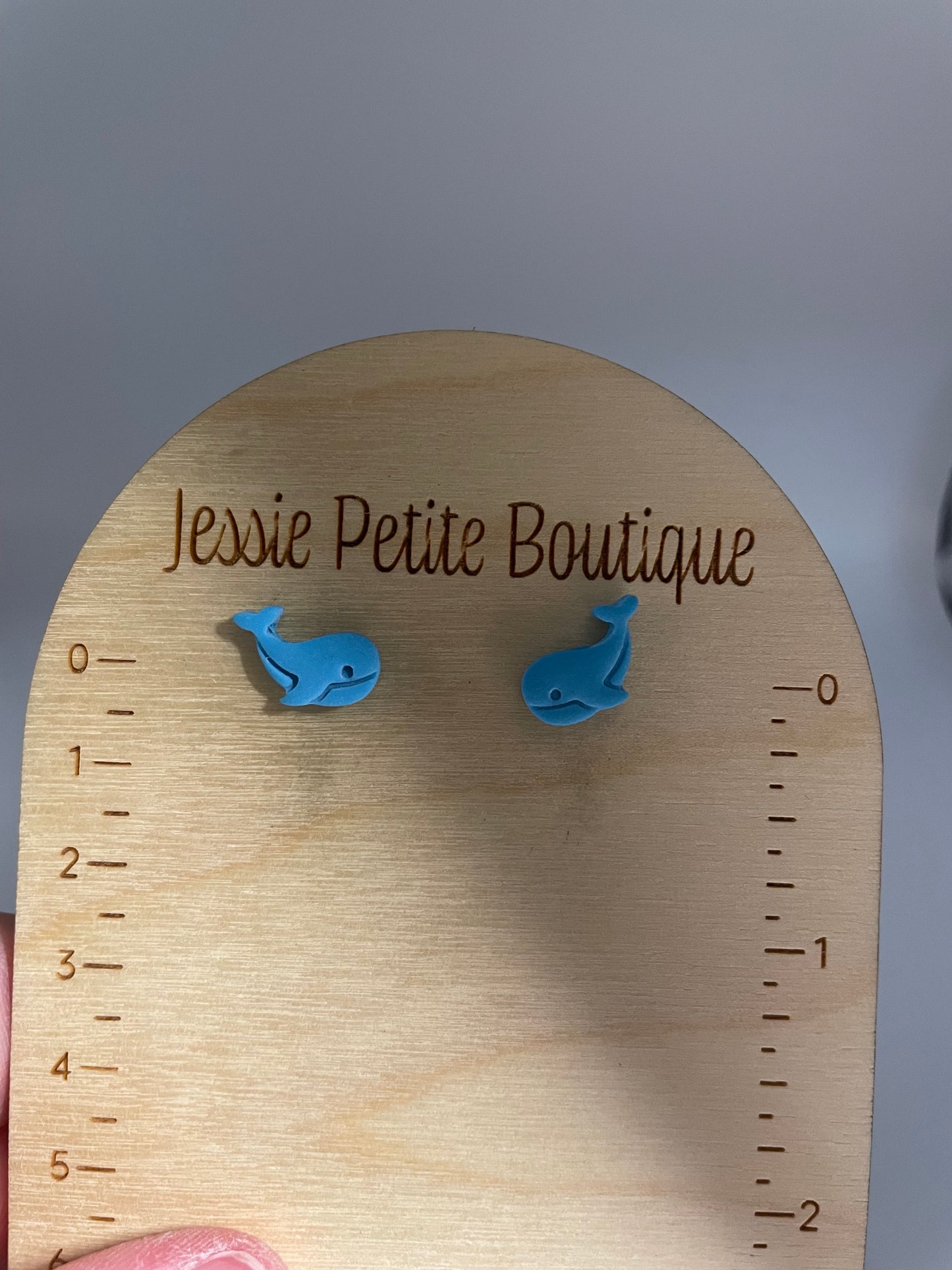 Blue Whale Clay Stud Earrings-Nickel Free