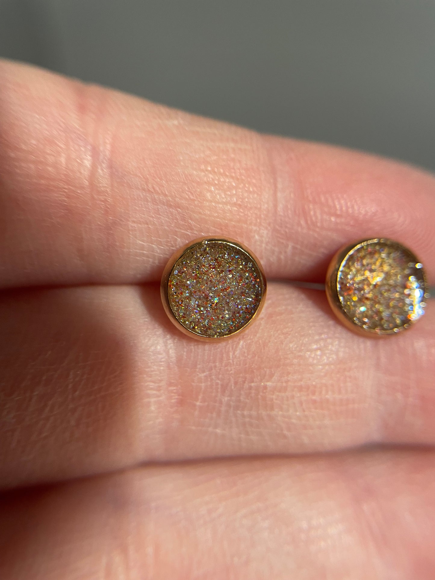Rose Gold Glitter Resin Stud Earrings – Stainless Steel
