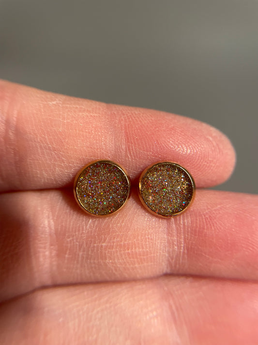 Rose Gold Glitter Resin Stud Earrings – Stainless Steel