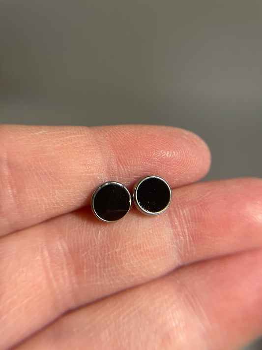 Black Resin Stud Earrings – Stainless Steel