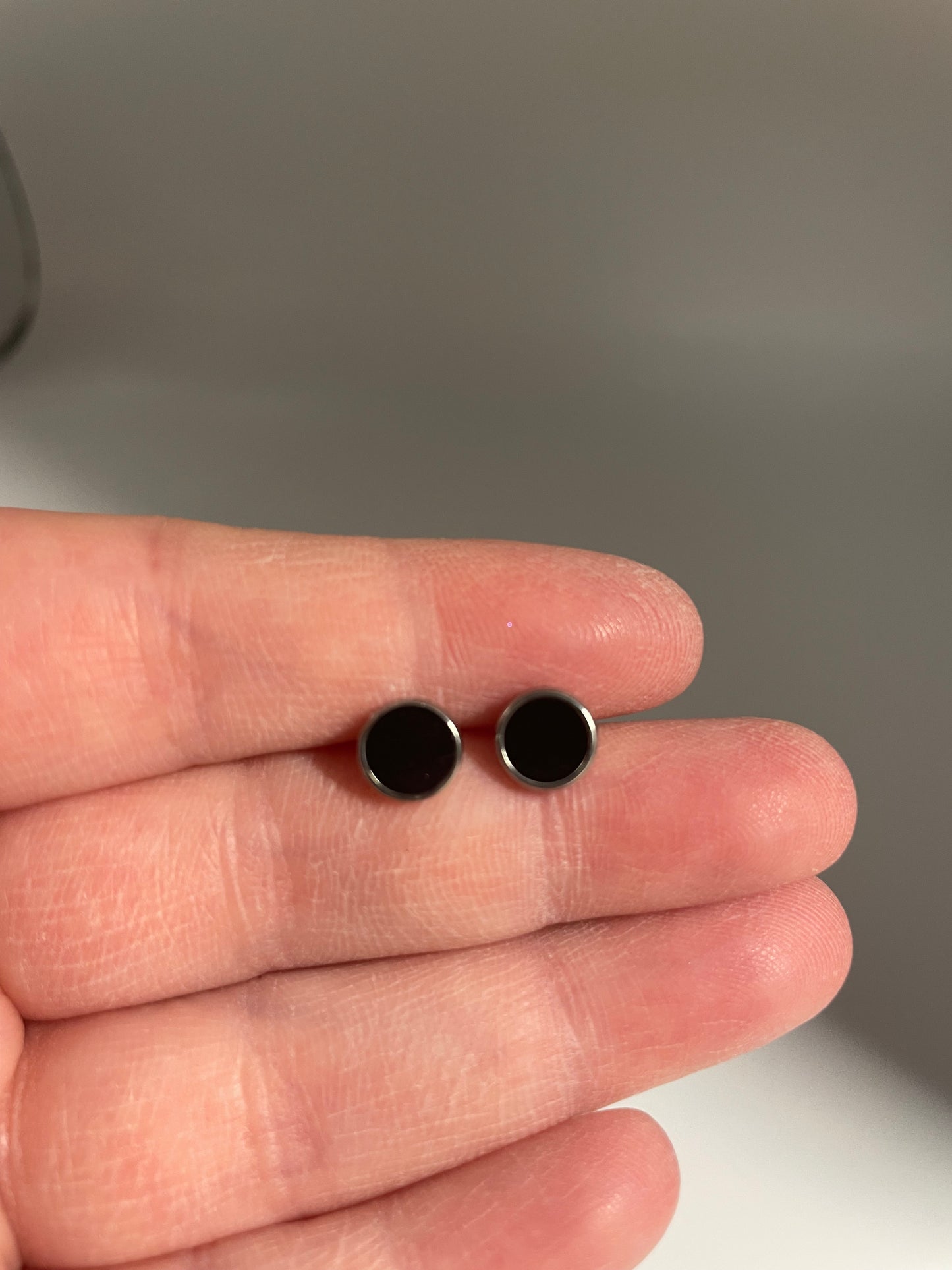 Black Resin Stud Earrings – Stainless Steel