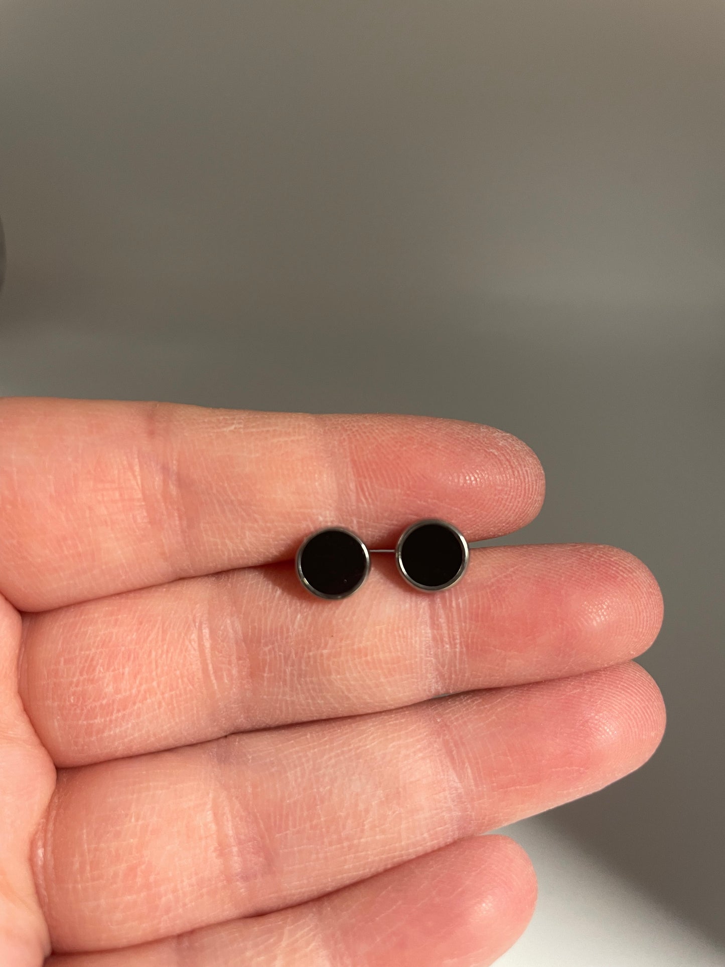 Black Resin Stud Earrings – Stainless Steel