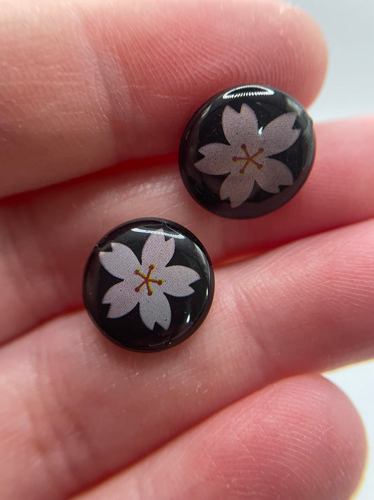 Cherry Blossom Resin Stud Earrings – Stainless Steel