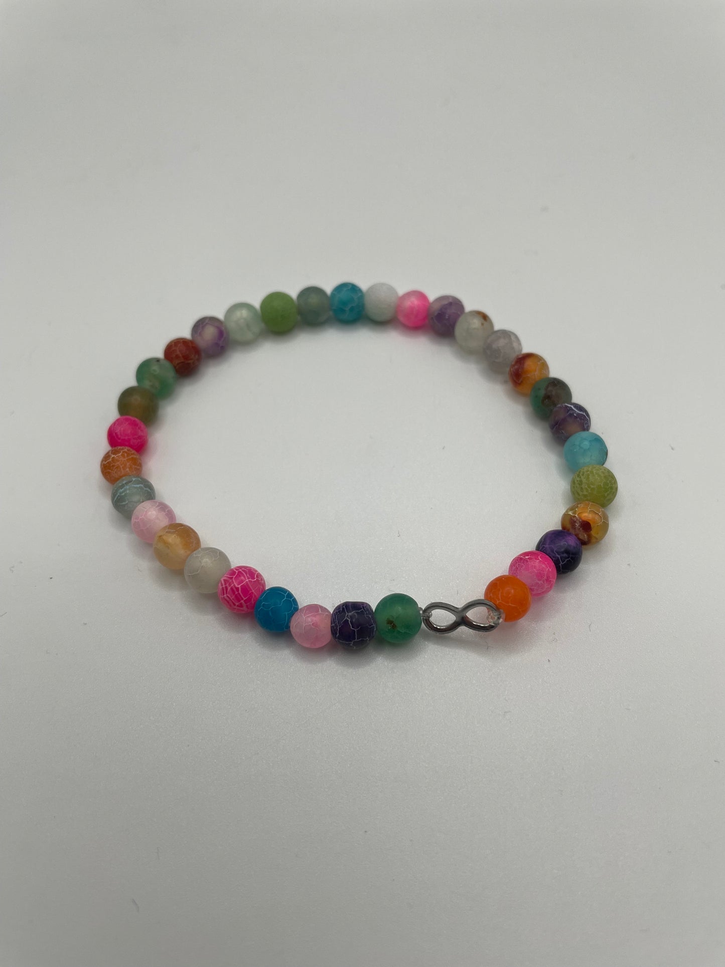 Colorful Agate Bead Bracelet with Infinity Charm
