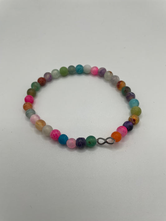 Colorful Agate Bead Bracelet with Infinity Charm