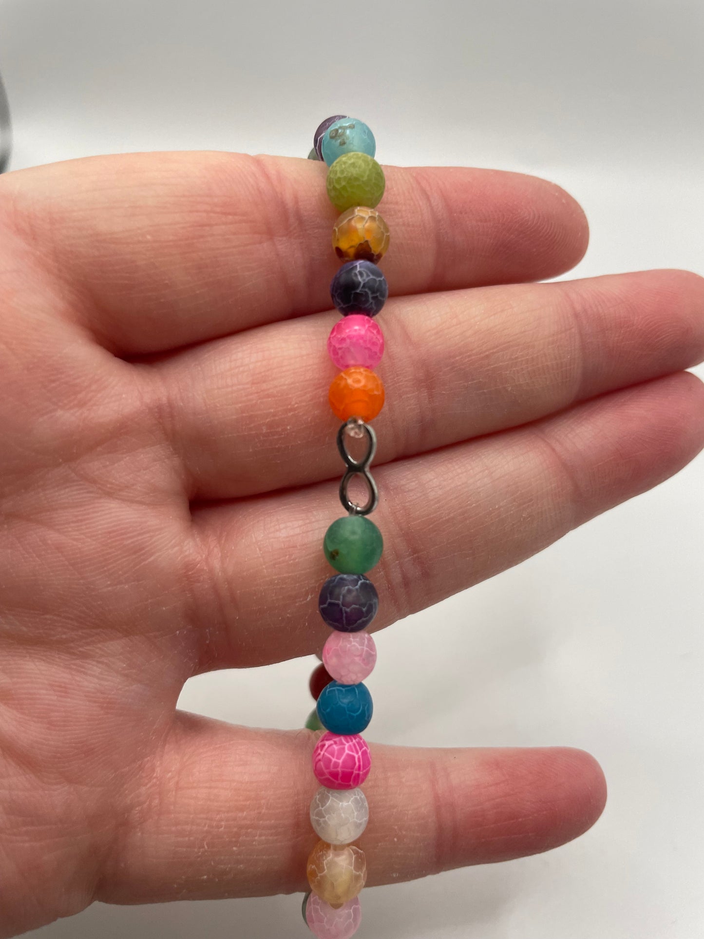 Colorful Agate Bead Bracelet with Infinity Charm
