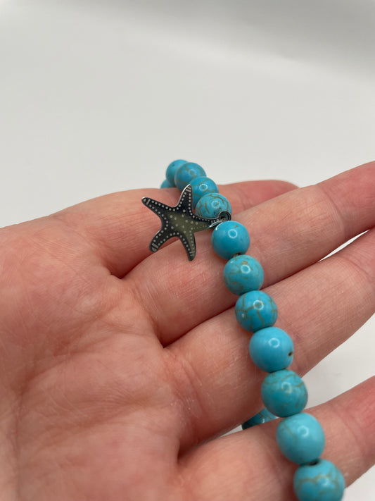 Turquoise Beaded Bracelet with Starfish Charm