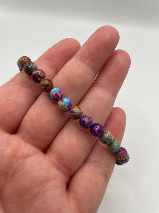 Multicolour Crackle Agate Beaded Bracelet