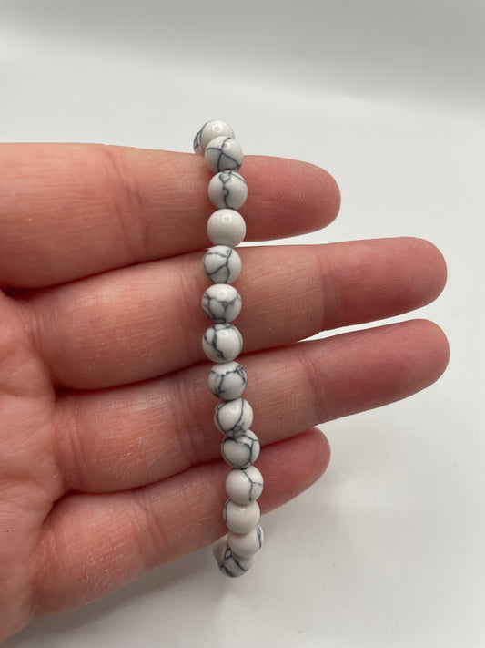 White Howlite Beaded Bracelet