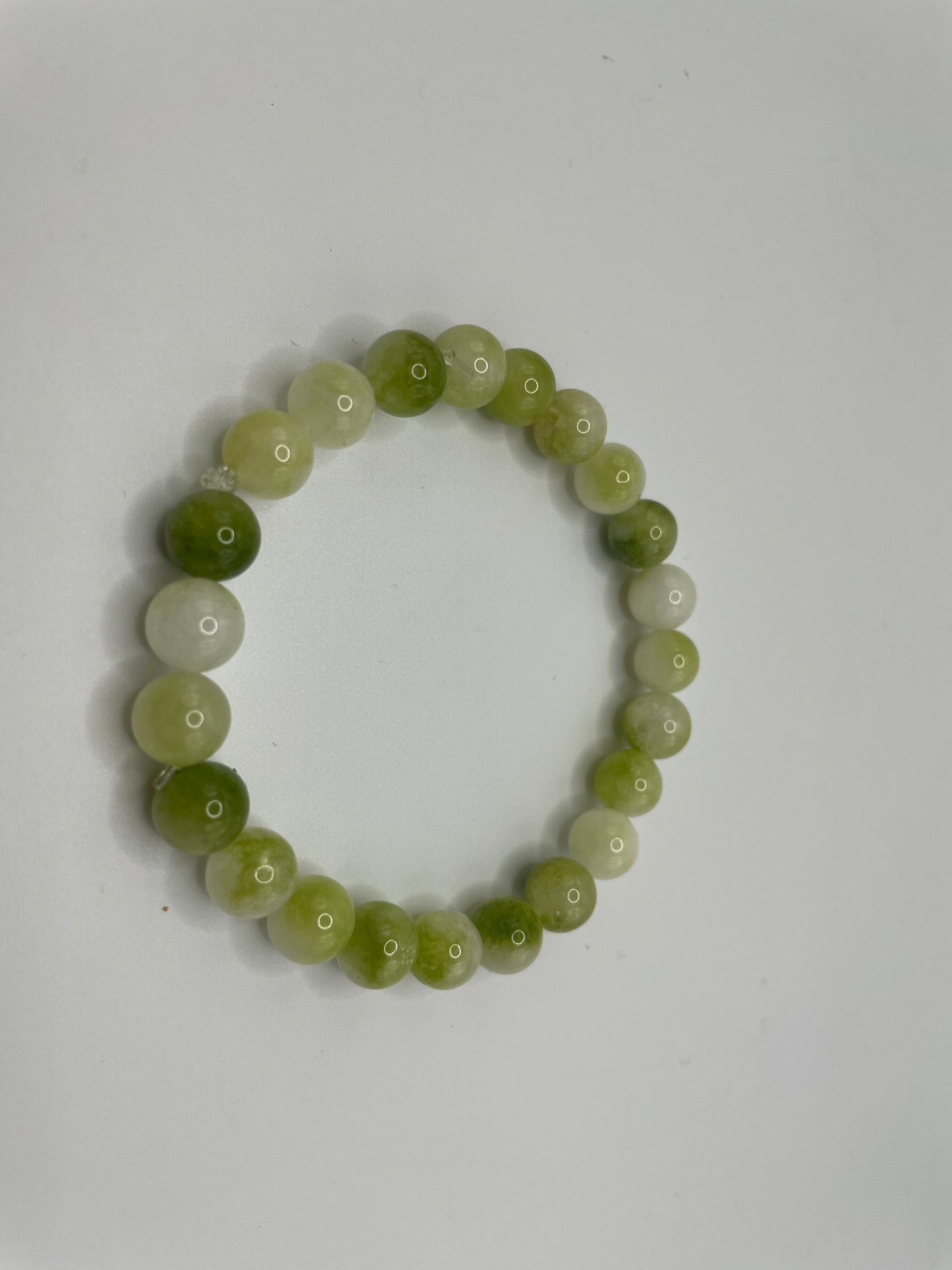 Green and White Beaded Bracelet