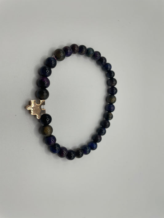 Beaded Bracelet with Rose Gold Puzzle Charm
