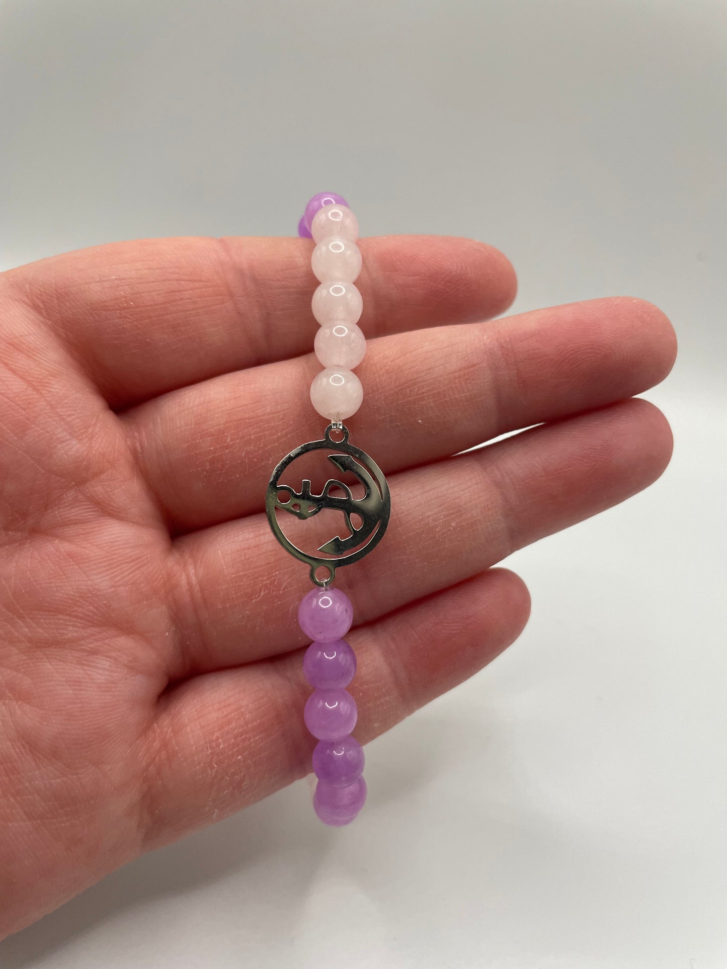 Purple & Pink Gradient Bracelet with Anchor Charm