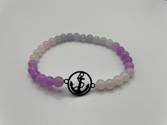Purple & Pink Gradient Bracelet with Anchor Charm