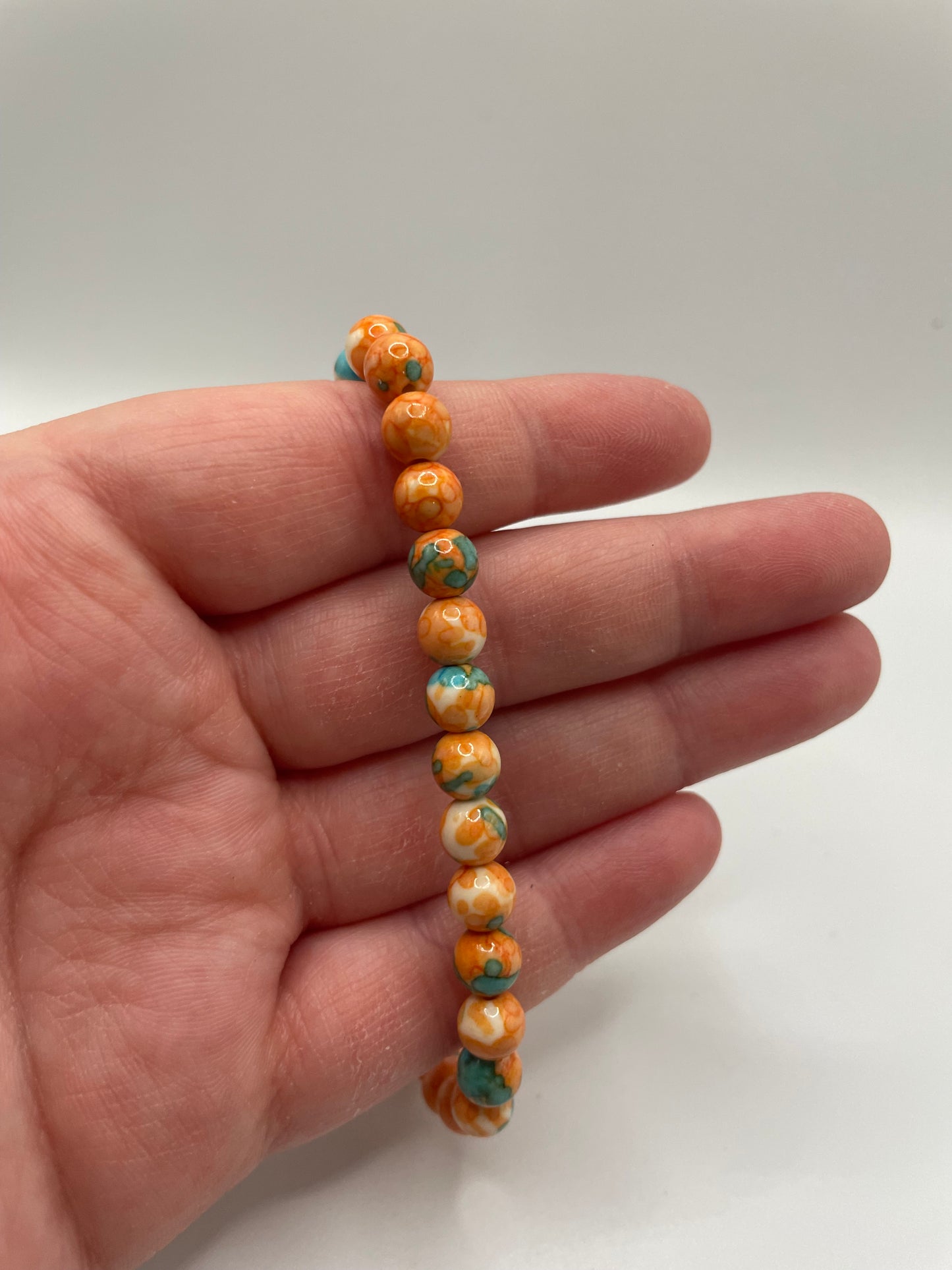 Orange and Turquoise Beaded Bracelet