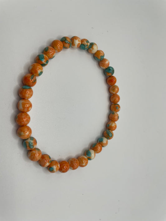 Orange and Turquoise Beaded Bracelet