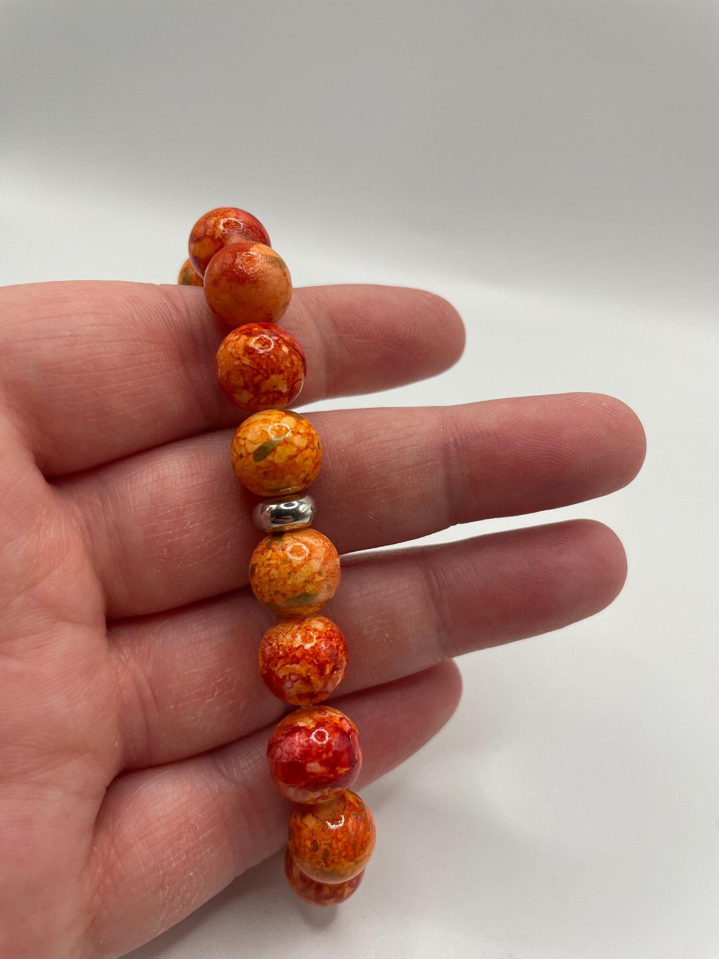 Orange Fire Beaded Bracelet