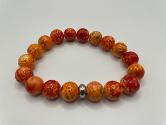 Orange Fire Beaded Bracelet
