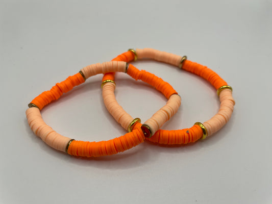Orange & Peach Polymer Clay Bracelet