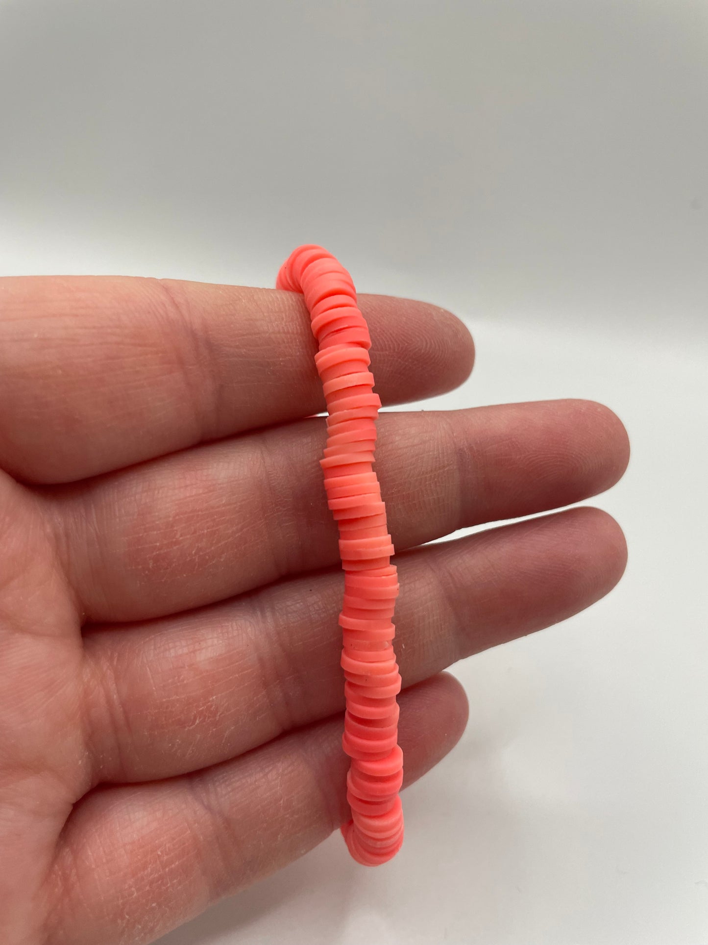 Neon Coral Polymer Clay Bracelet