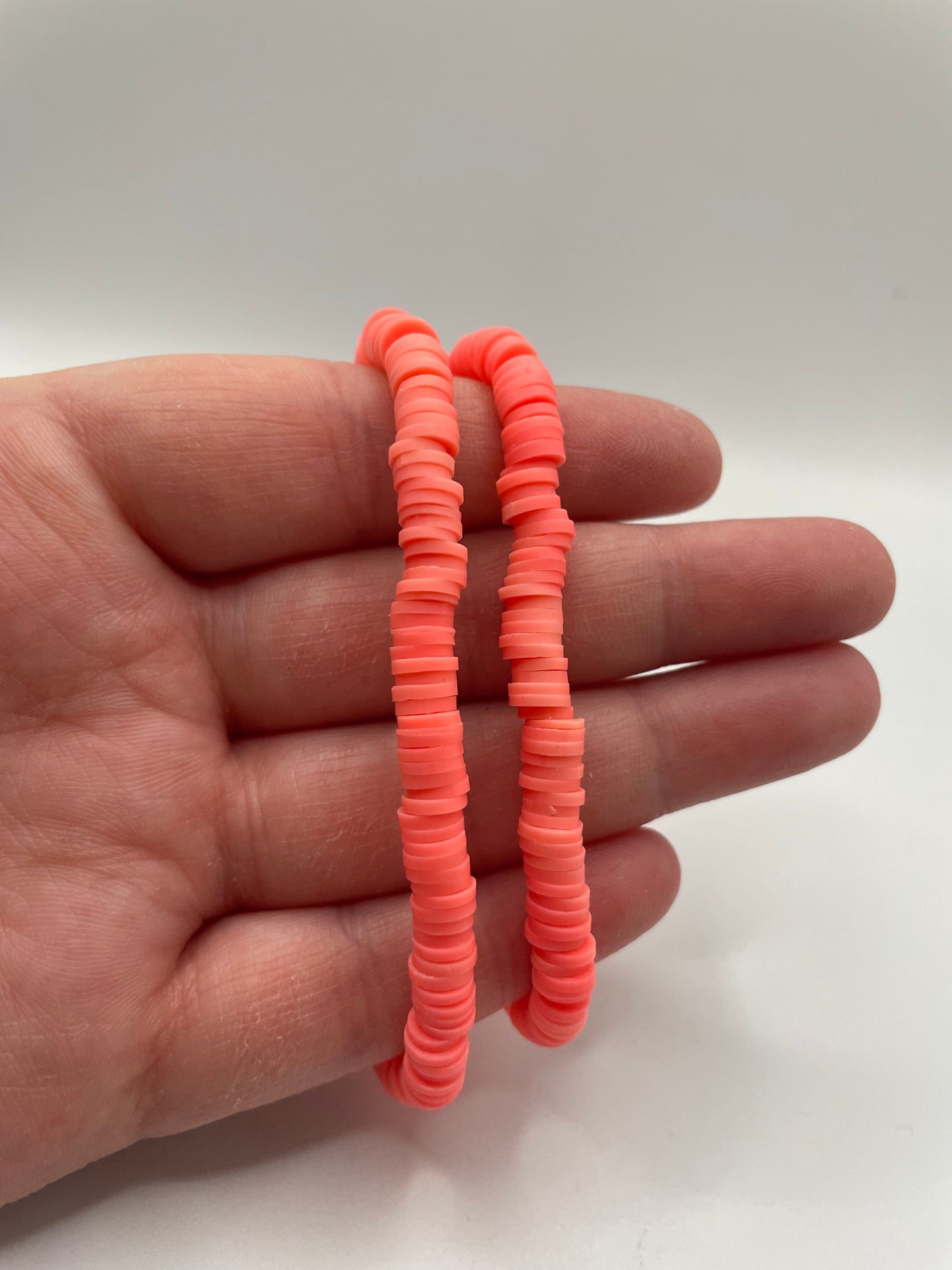 Neon Coral Polymer Clay Bracelet