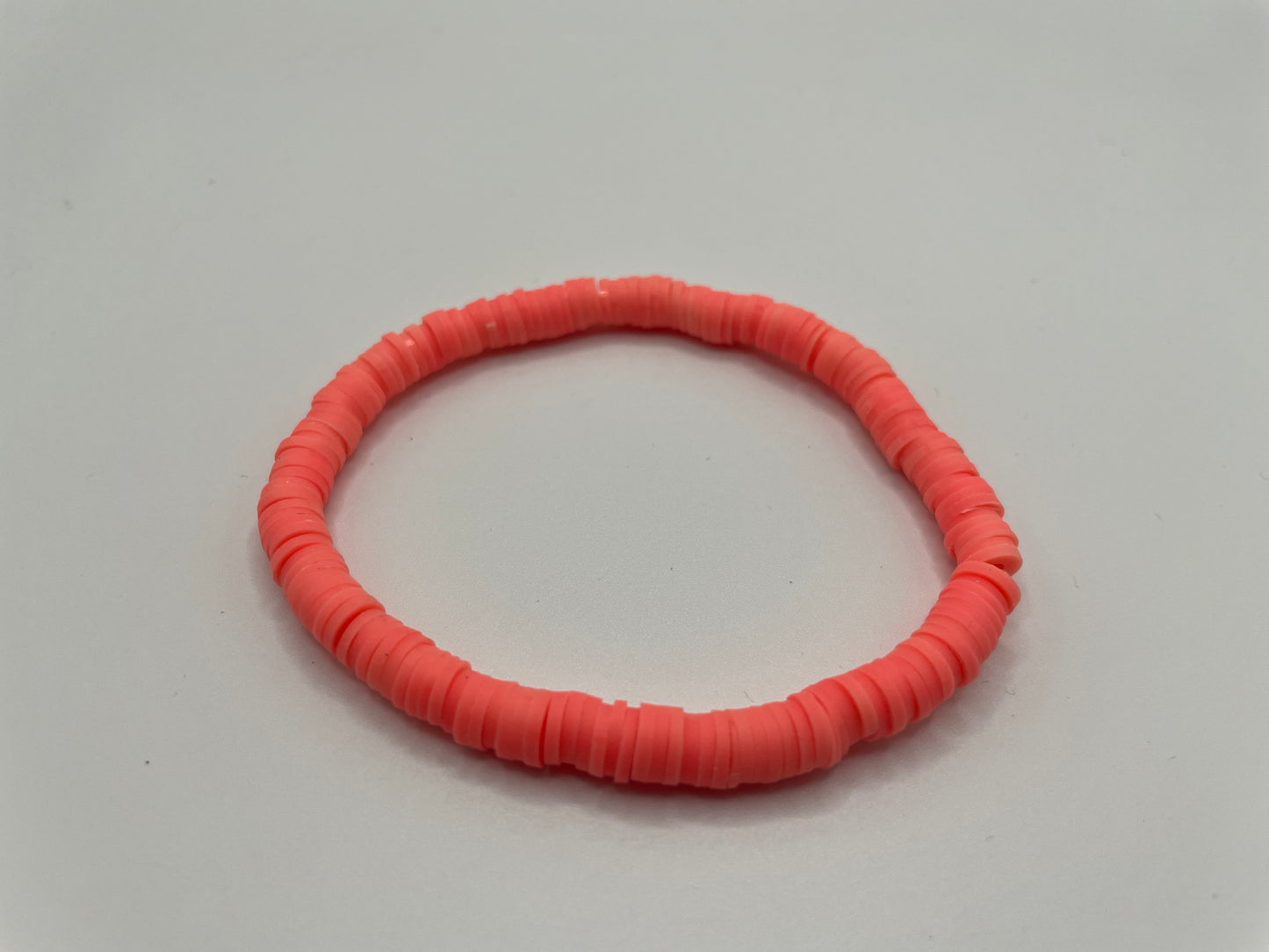 Neon Coral Polymer Clay Bracelet