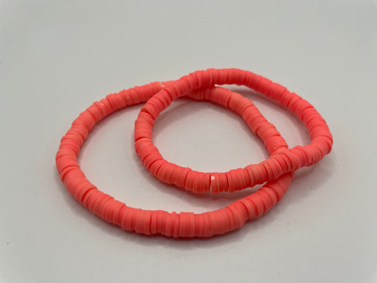 Neon Coral Polymer Clay Bracelet