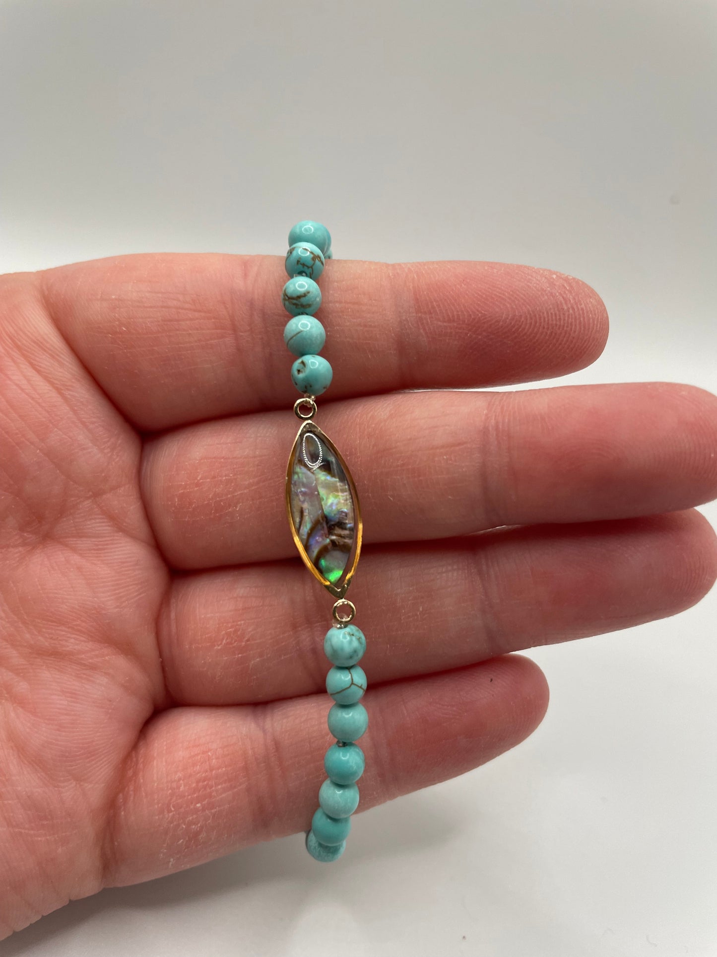 Turquoise Bracelet with Abalone Shell Accent