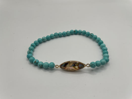 Turquoise Bracelet with Abalone Shell Accent