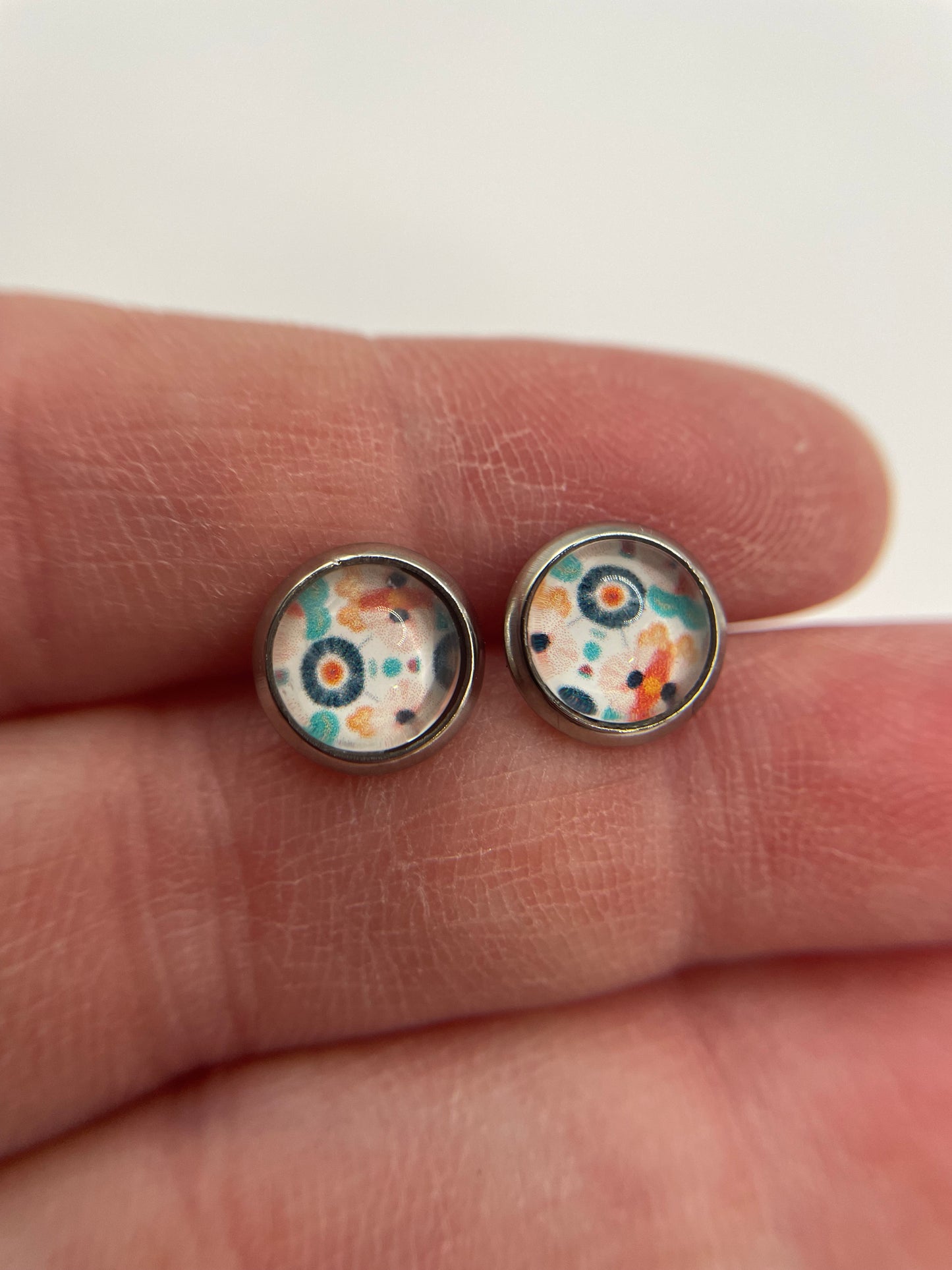 Patterned Stud Earrings- Nickel Free+Stainless Steel