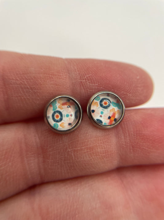 Patterned Stud Earrings- Nickel Free+Stainless Steel