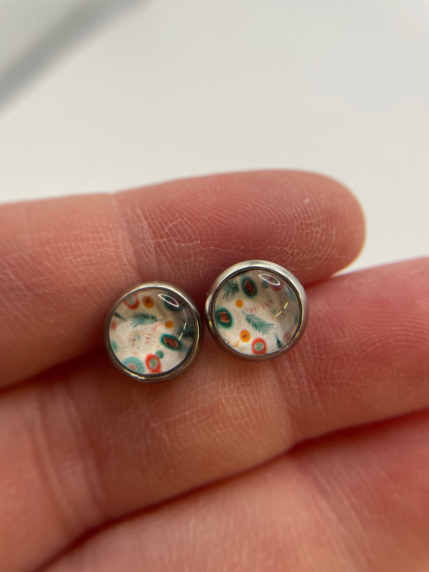 Patterned Stud Earrings- Nickel Free+Stainless Steel