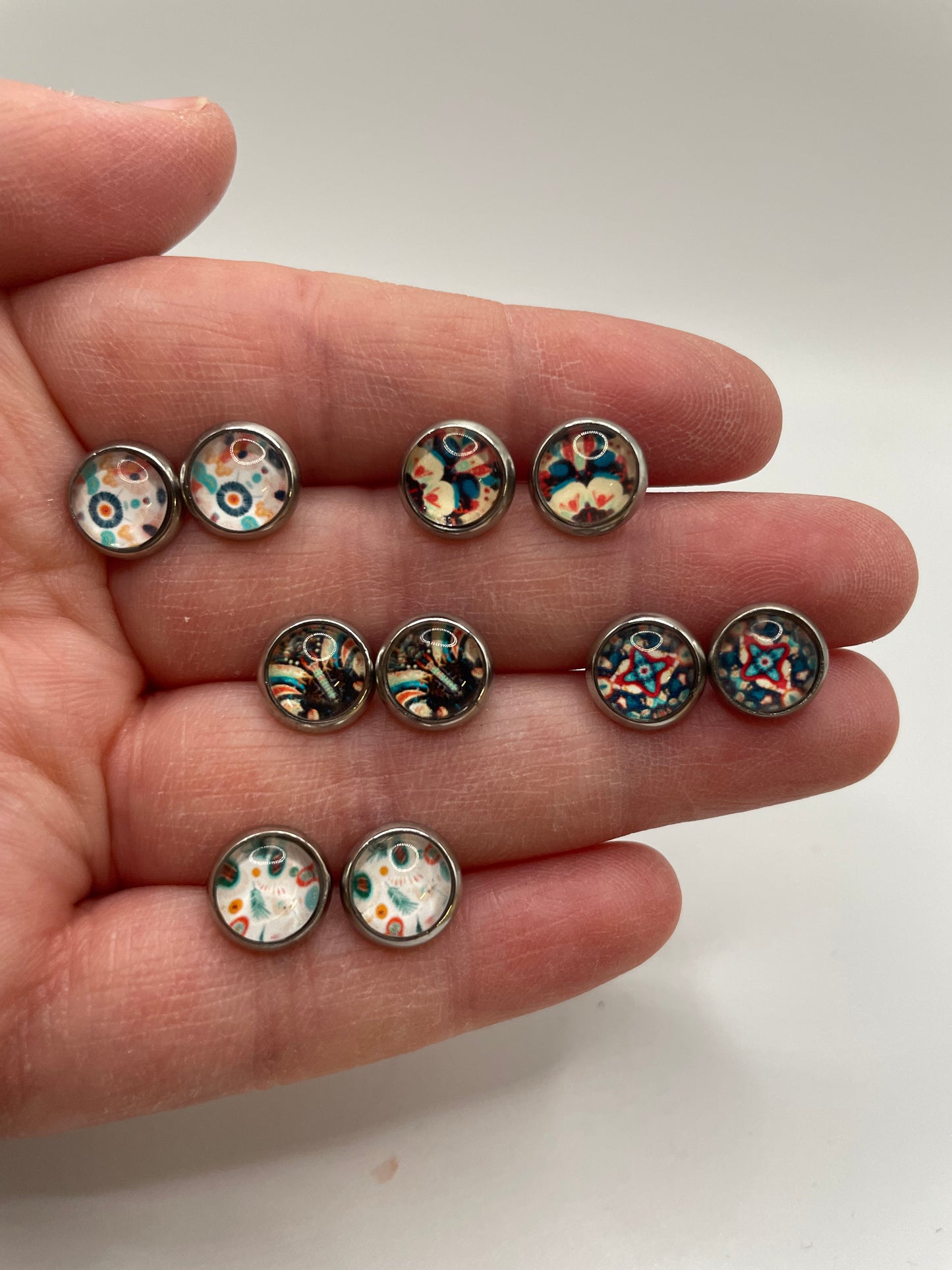 Patterned Stud Earrings- Nickel Free+Stainless Steel