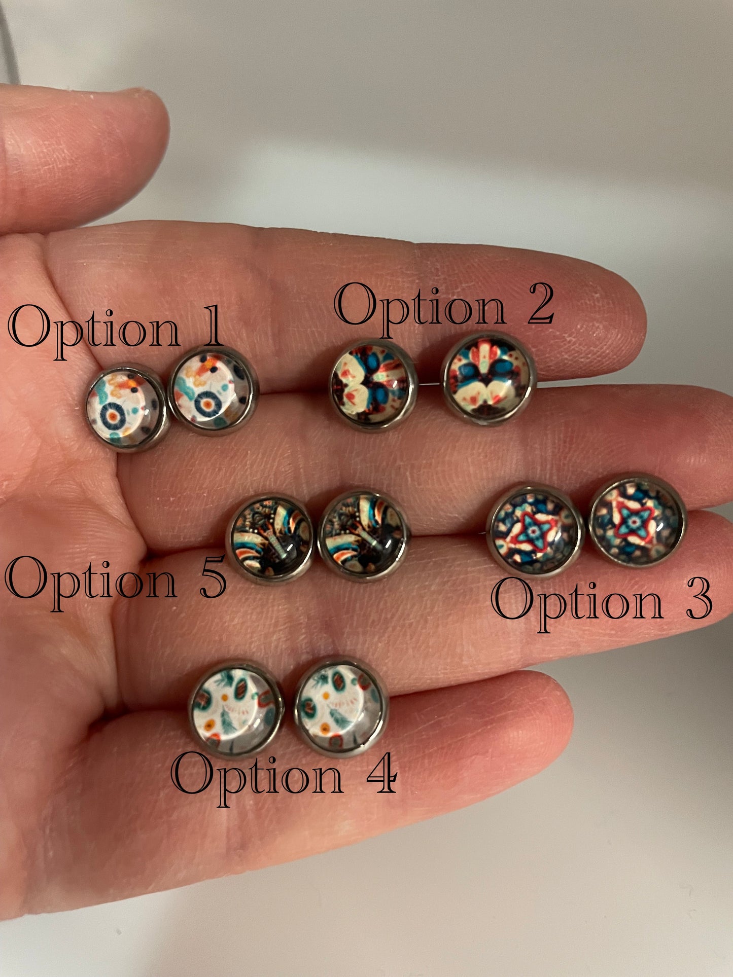 Patterned Stud Earrings- Nickel Free+Stainless Steel