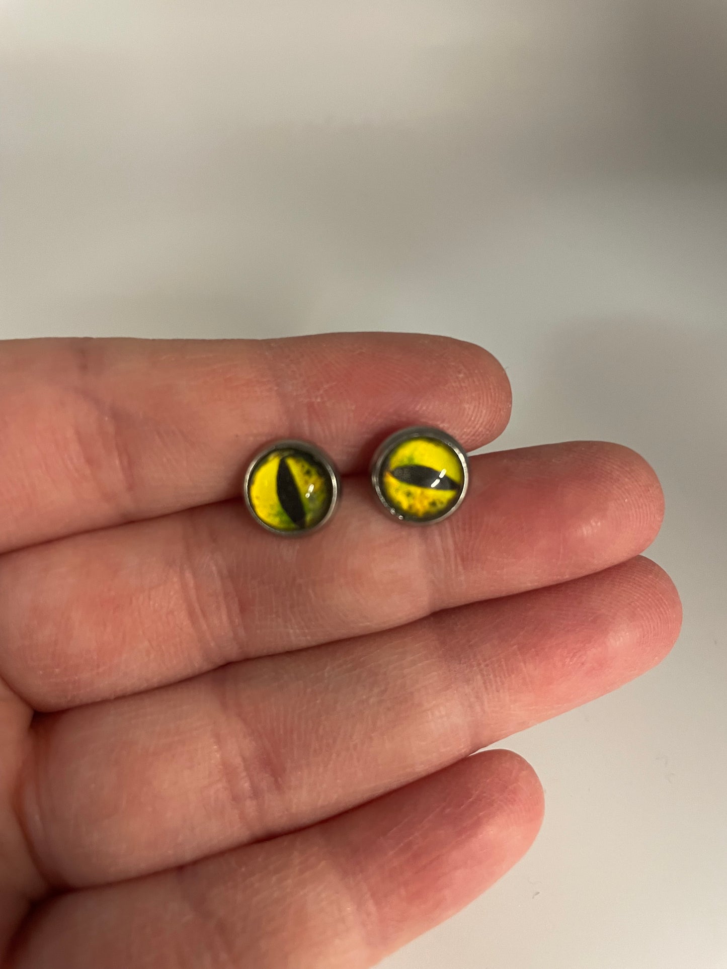 Cat Eye Stud Earrings-Nickel Free+Stainless Steel