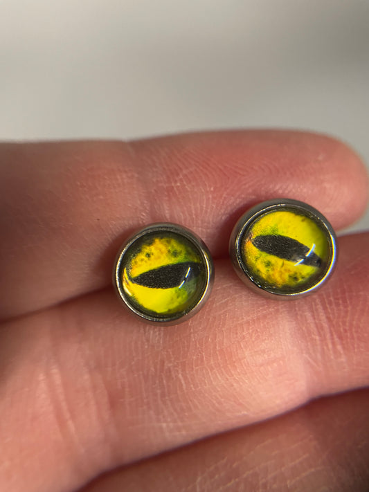 Cat Eye Stud Earrings-Nickel Free+Stainless Steel