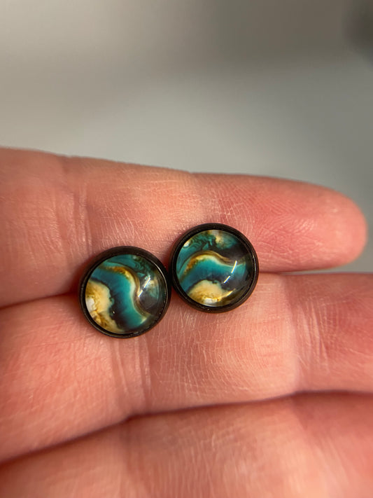 Ocean Wave Stud Earrings-Stainless Steel+Nickel Free