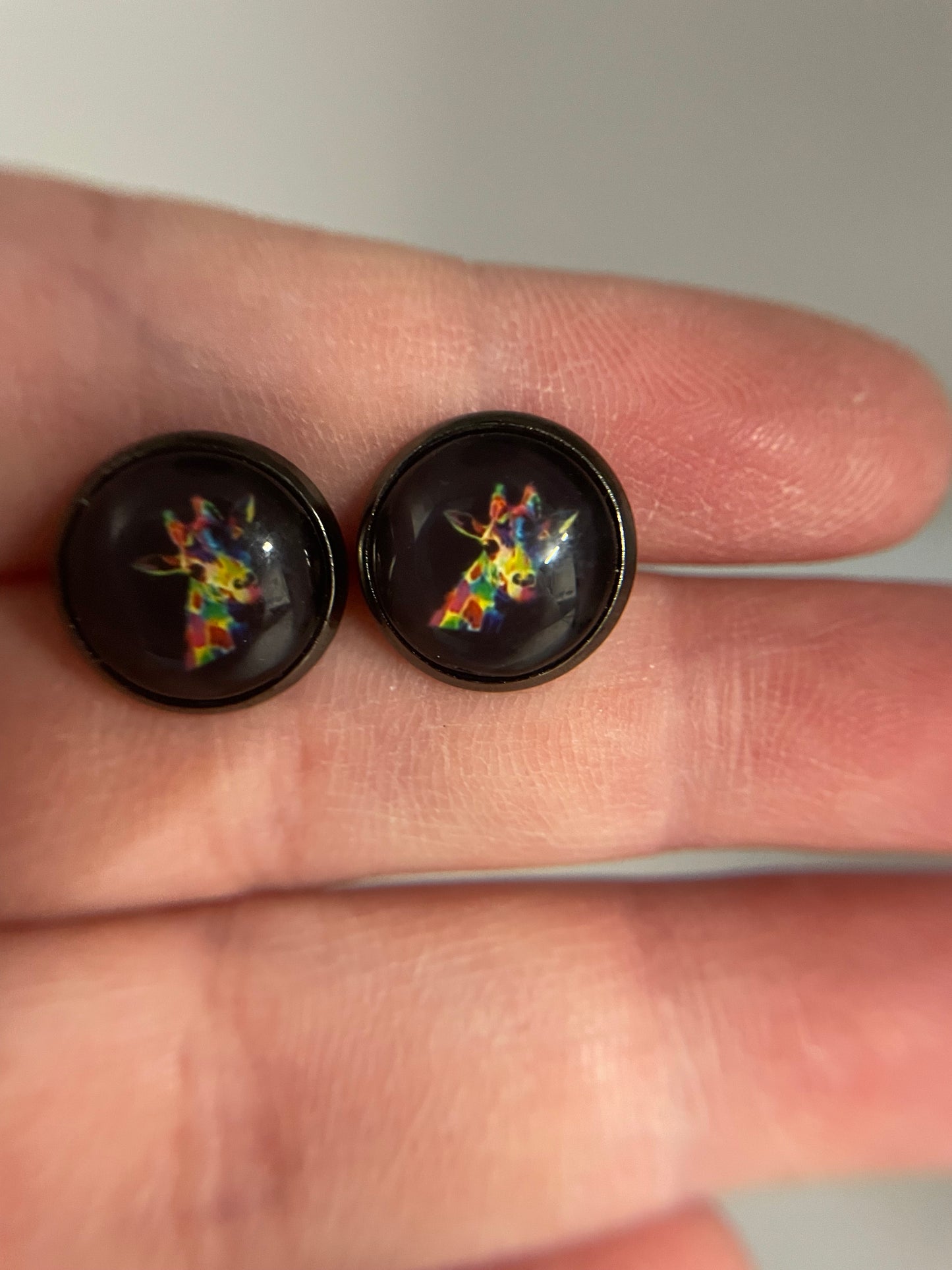 Colourful Giraffe Stud Earrings-Stainless Steel+Nickel Free