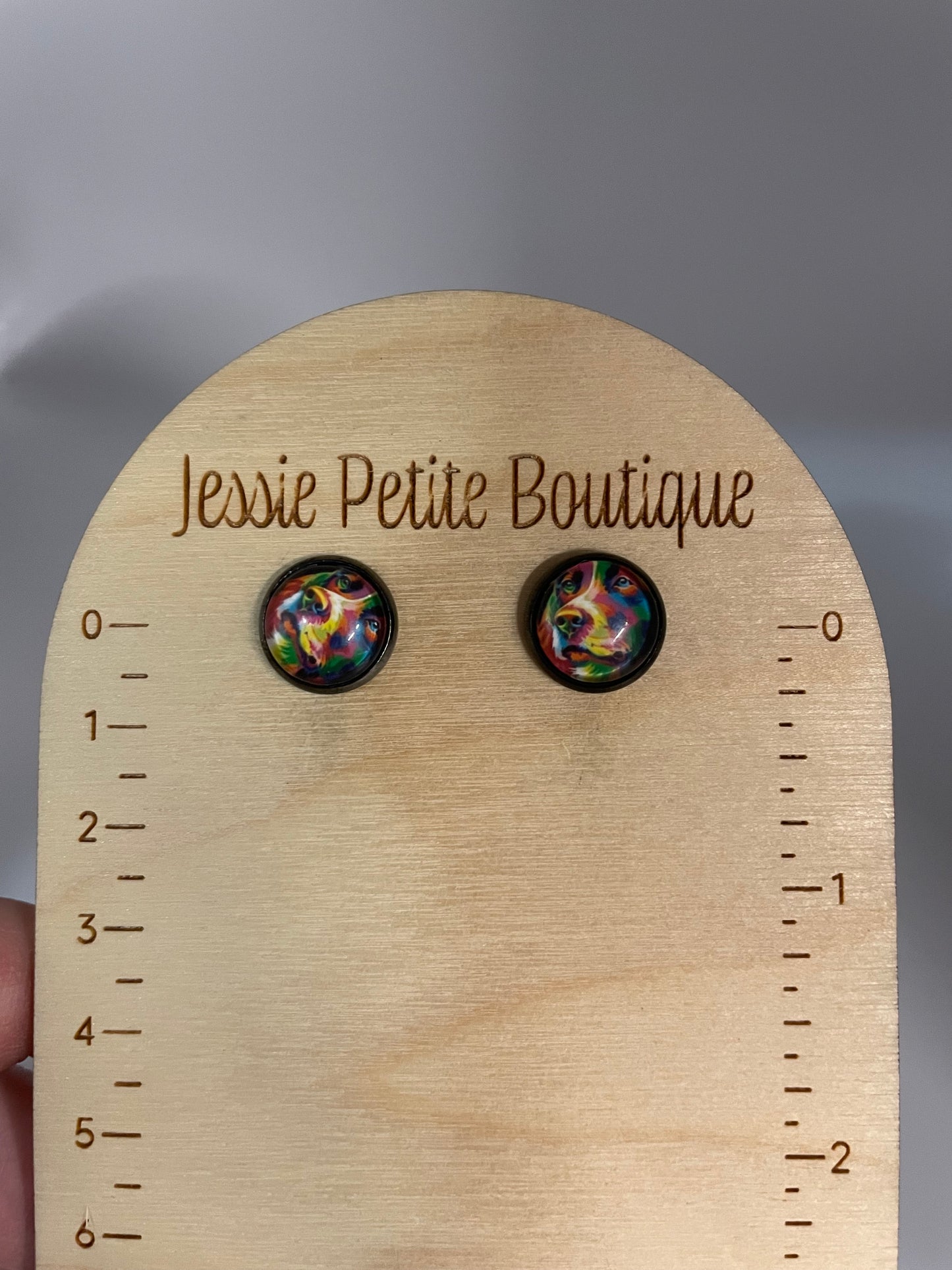 Colorful Dog Stud Earrings-Stainless Steel+Nickel Free