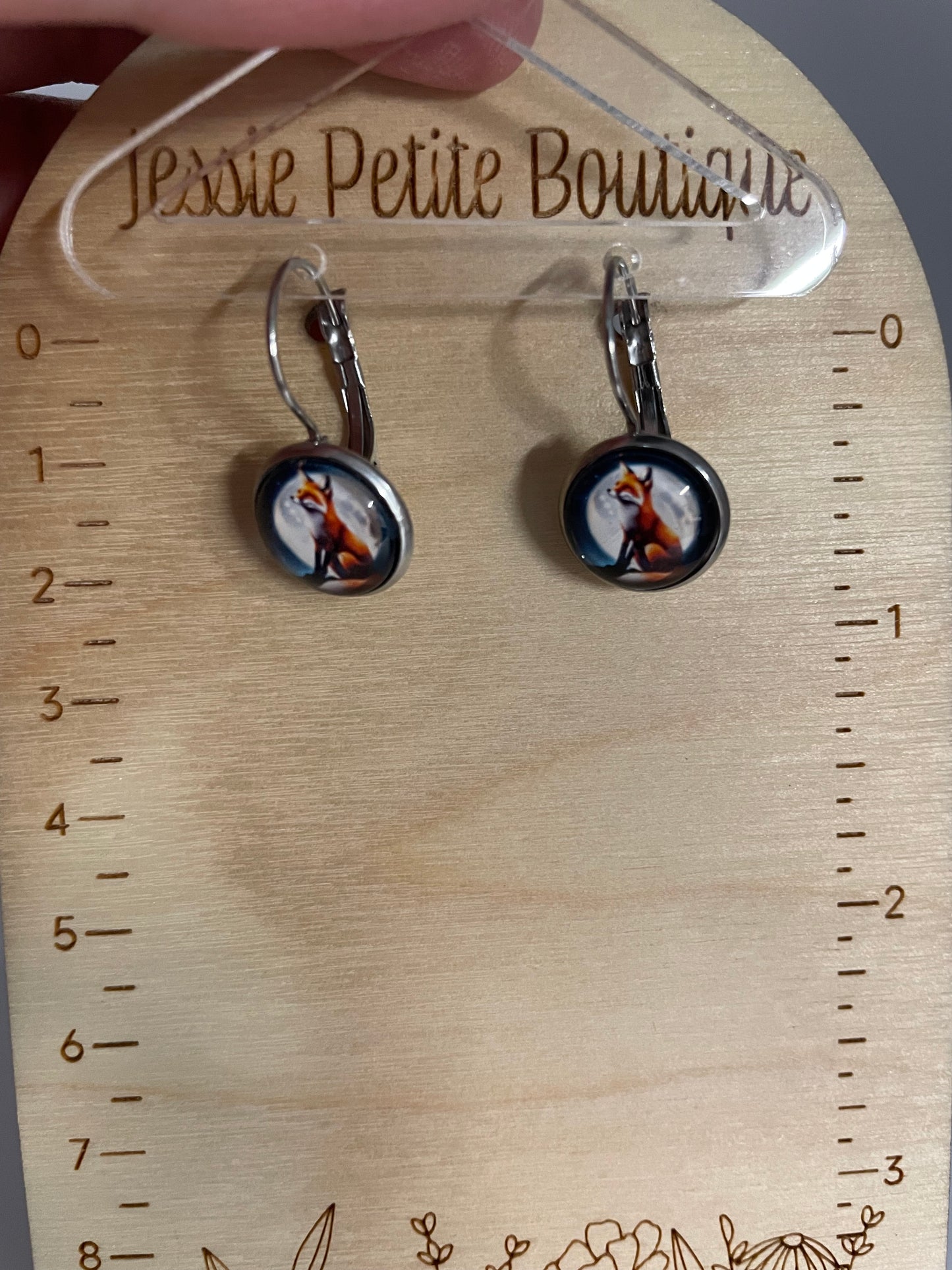 Fox and Moon Leverback Earrings-Stainless Steel+Nickel Free