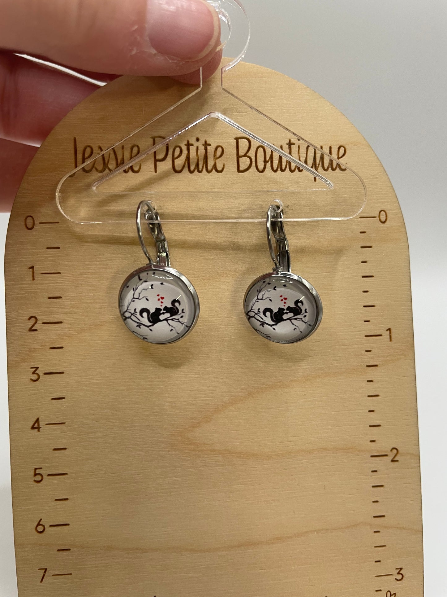 Squirrel Silhouette Leverback Earrings-Stainless Steel+ Nickel Free