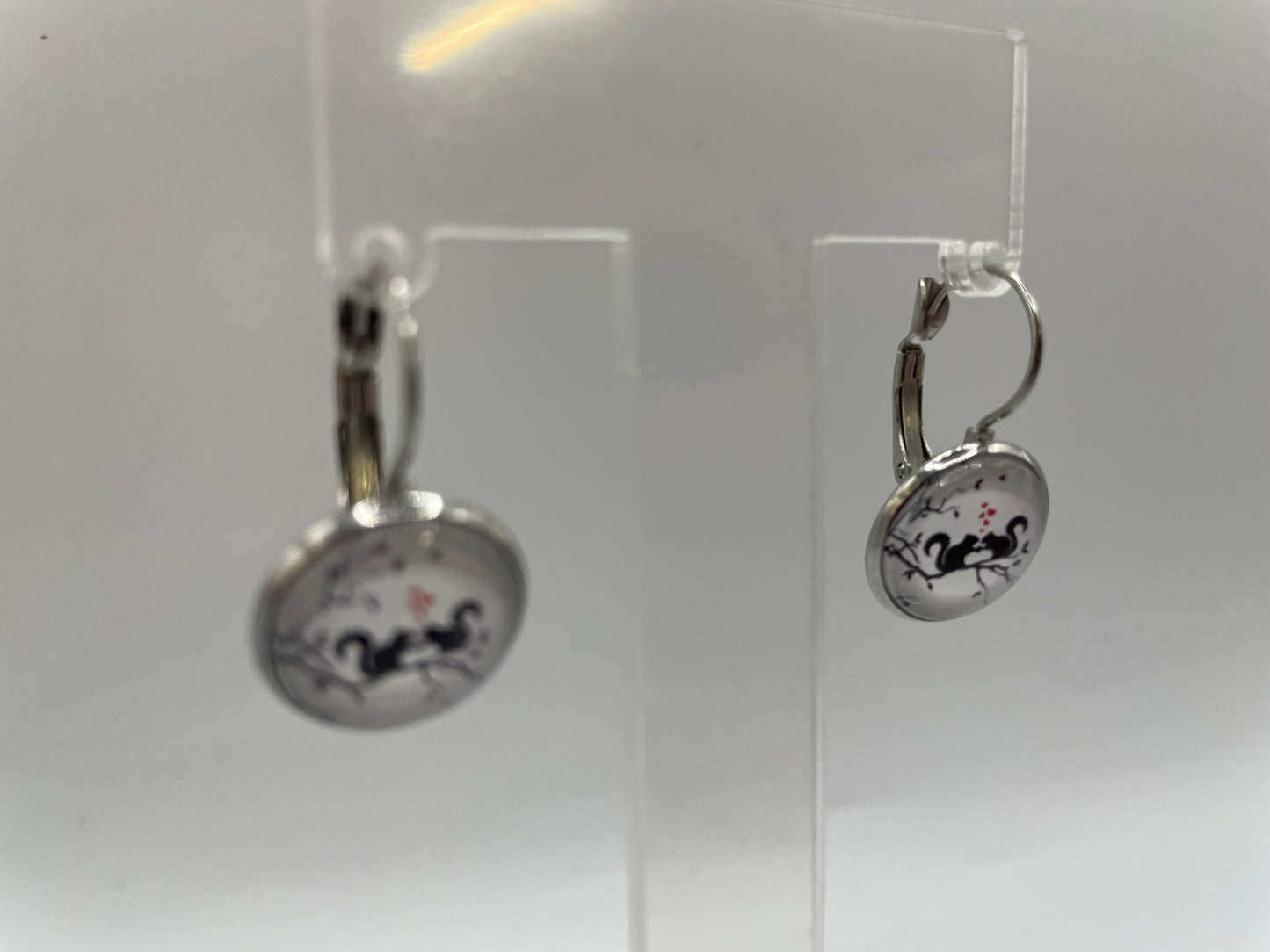 Squirrel Silhouette Leverback Earrings-Stainless Steel+ Nickel Free