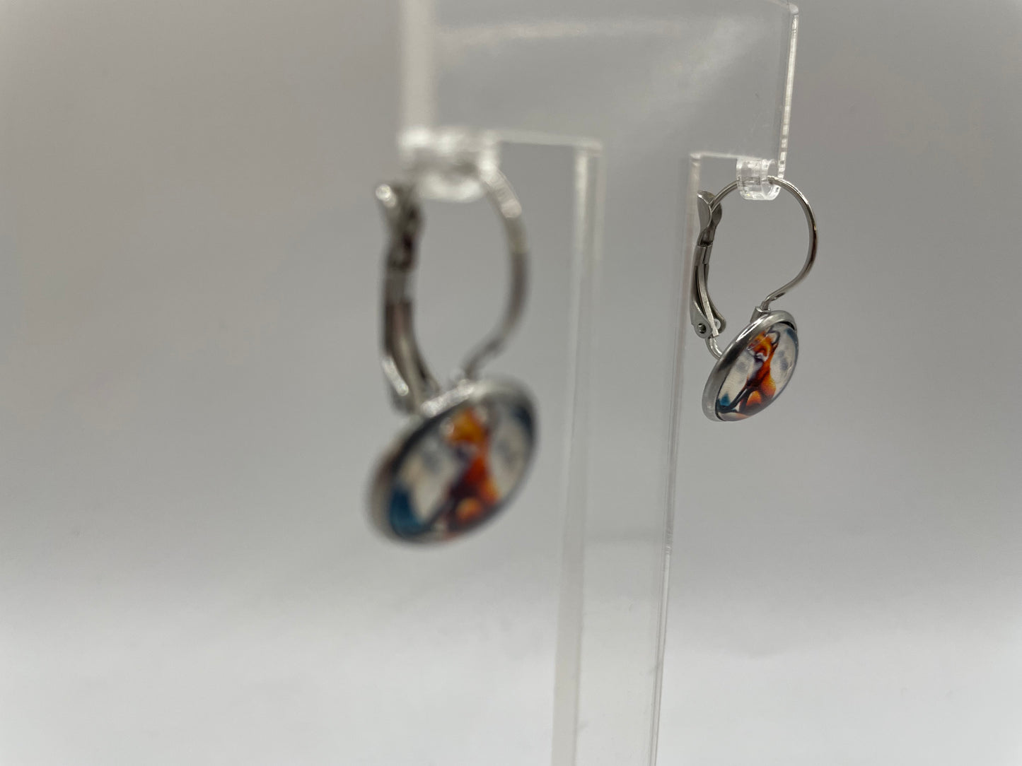 Fox and Moon Leverback Earrings-Stainless Steel+Nickel Free