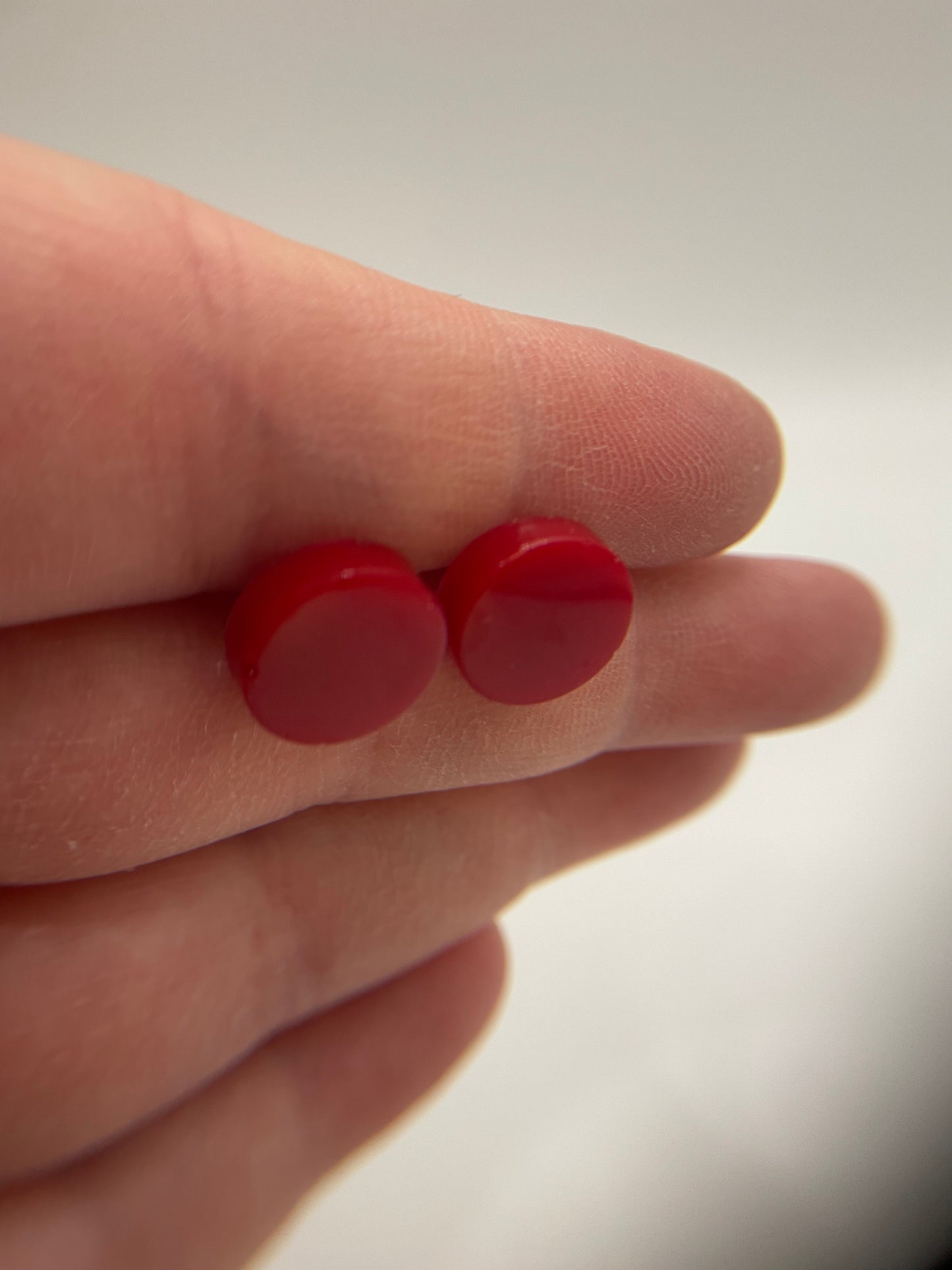 Red Glossy Stud Earrings-Nickel Free