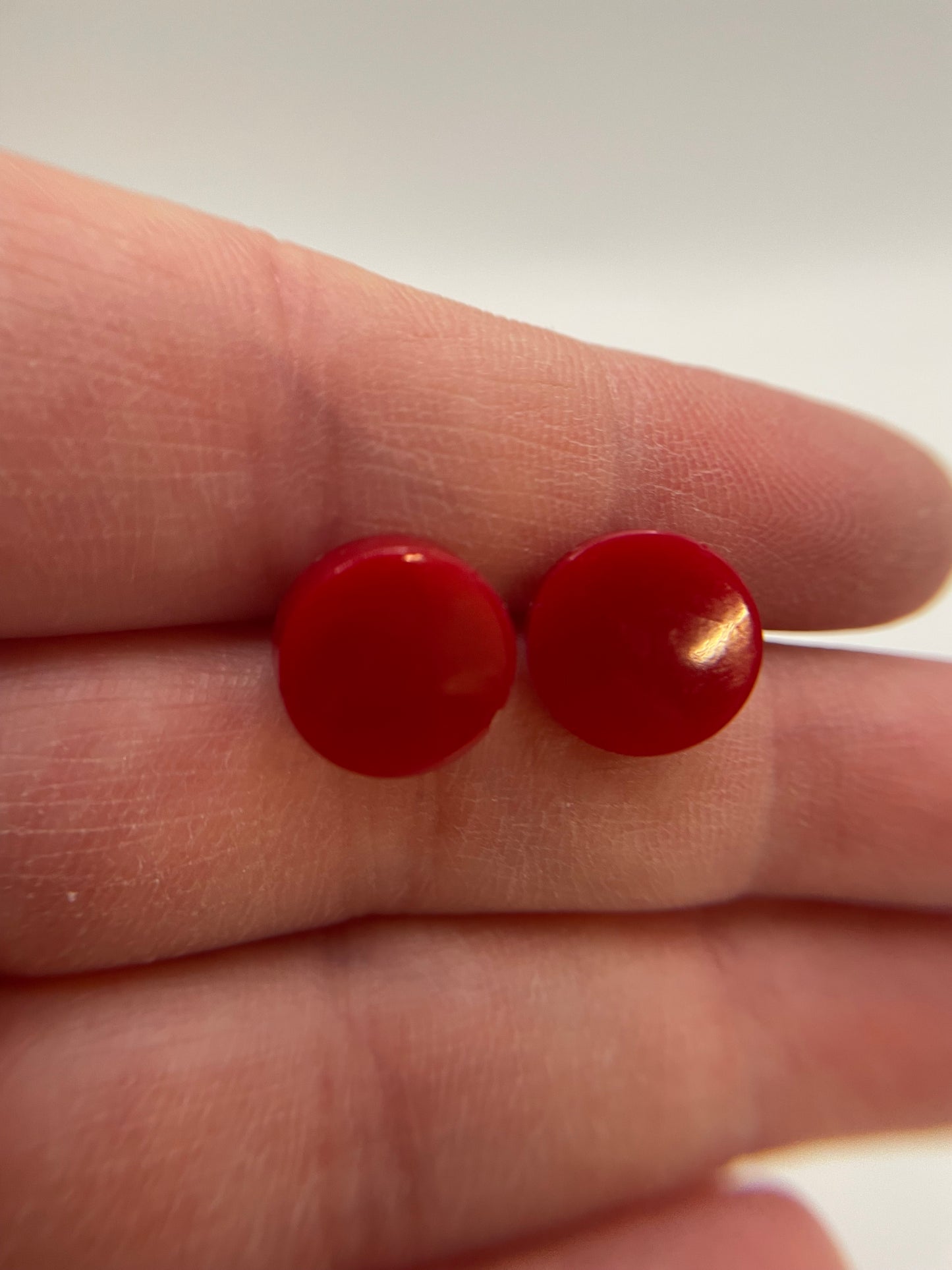 Red Glossy Stud Earrings-Nickel Free