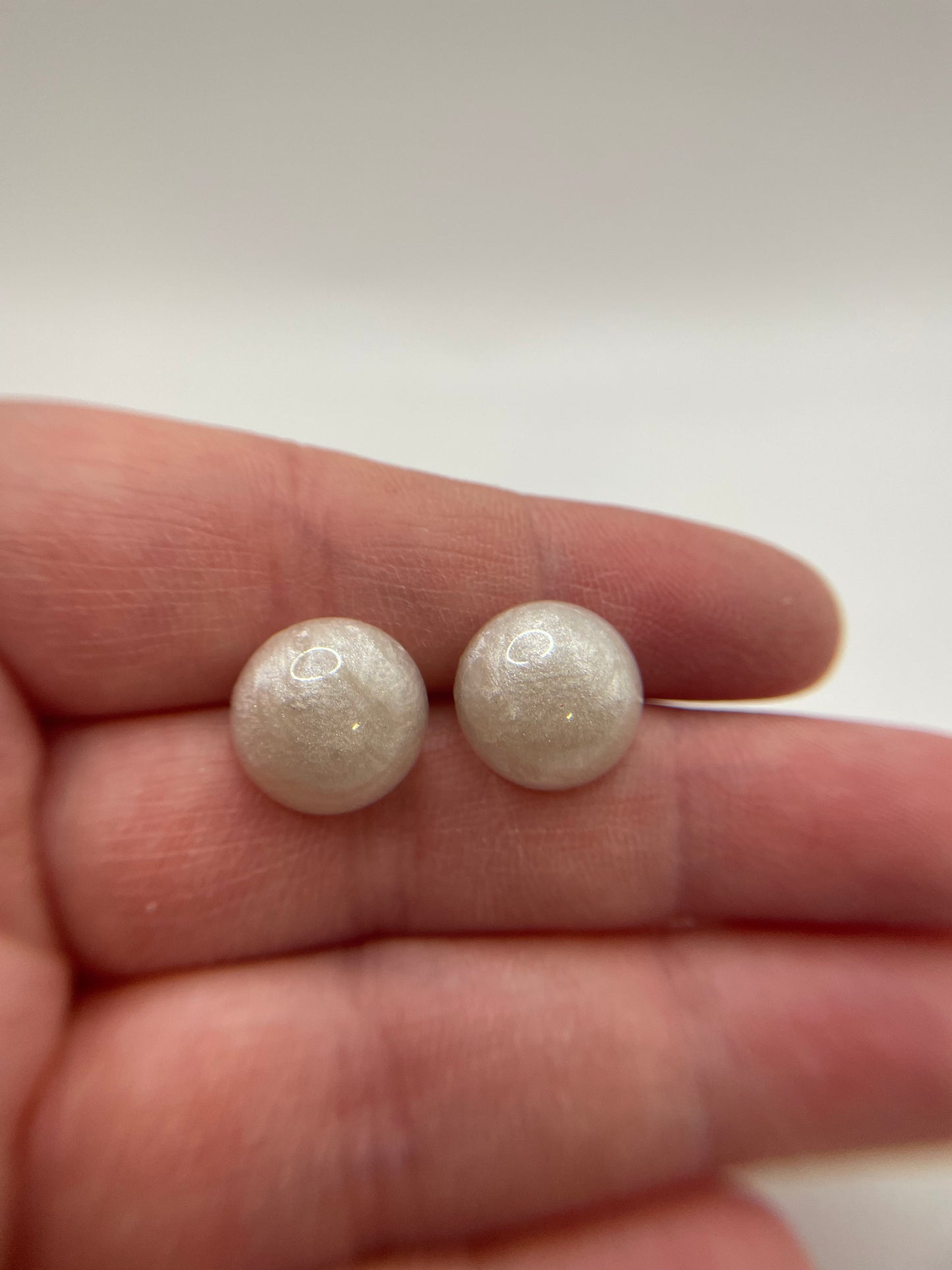 Pearlescent White Stud Earrings-Nickel Free