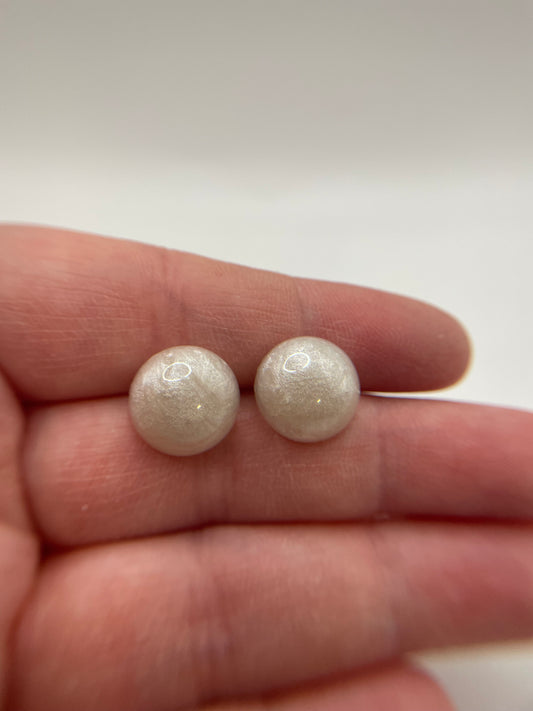 Pearlescent White Stud Earrings-Nickel Free